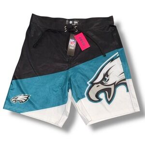 NFL Philadelphia Eagles Mens Large Board Shorts Swim‎ Trunks Black Teal